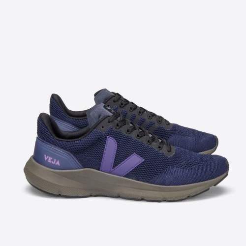 Veja Marlin V-knit Mens Trainers Navy/Purple UK 78857